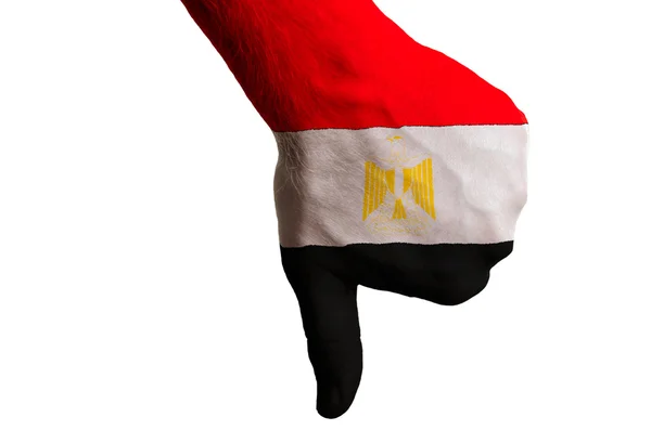 Egipto bandera nacional pulgares gesto hacia abajo por el fracaso hecho con ha — Foto de Stock