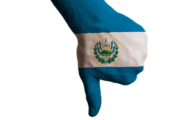 El salvador ulusal bayrak başparmak aşağı hareketi başarısızlık için w made — Stok fotoğraf