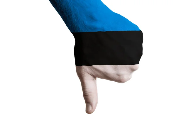 Estonia national flag thumbs down gesture for failure made with — Stock Photo, Image