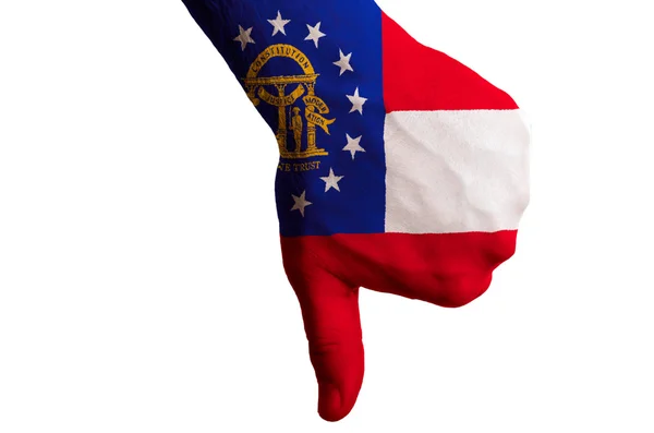 Georgia us state flag thumbs down gesture for failure made with — Stock Photo, Image