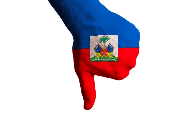 Haïti nationale vlag duim omlaag gebaar voor mislukking gemaakt met ha — Stockfoto