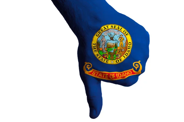 Idaho nós estado bandeira polegares para baixo gesto para o fracasso feito com ha — Fotografia de Stock