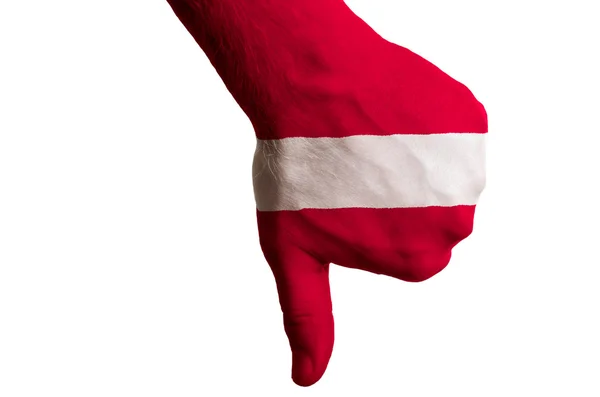 Letonya ulusal bayrak başparmak aşağı hareketi h ile yapılan başarısızlık için — Stok fotoğraf