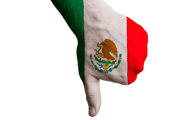 Meksika ulusal bayrak başparmak aşağı hareketi h ile yapılan başarısızlık için — Stok fotoğraf