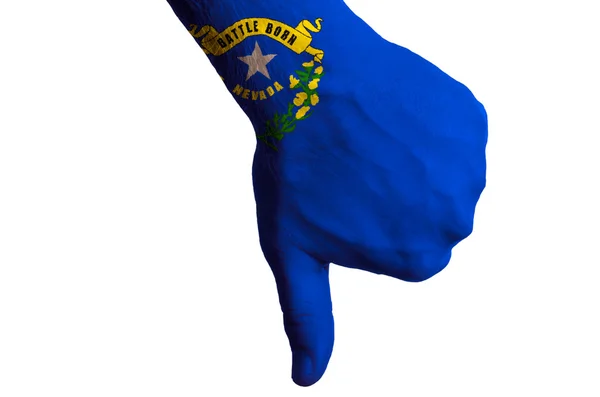 Nevada us bandera del estado pulgares gesto hacia abajo para el fracaso hecho con h —  Fotos de Stock