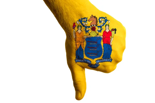 Nova Jersey nós estado bandeira polegares para baixo gesto para o fracasso feito wi — Fotografia de Stock