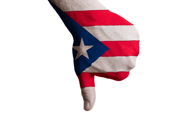 Puertorico bandeira nacional polegares para baixo gesto por falha feita wi — Fotografia de Stock