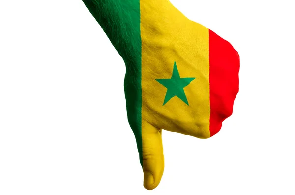 Senegal nationale vlag duim omlaag gebaar voor mislukking gemaakt met — Stockfoto