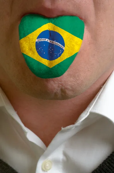 adam dil bilgisine SP Brezilya bayrağı simgeleyen içinde boyalı