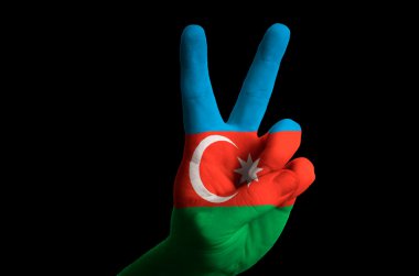 Azerbaycan ulusal bayrak iki parmak hareketi için zafer ve w