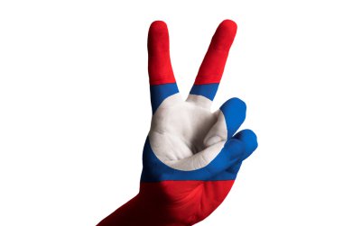 Laos bayrağı iki parmak hareketi zafer kazanan için