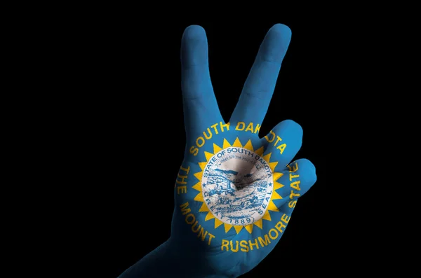 南达科他州我们 statel 标志两个手指了胜利的手势 — 图库照片