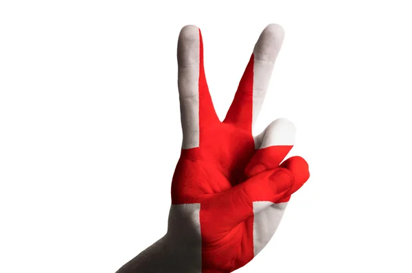 England national flag two finger up gesture for victory and winn — Stock Photo, Image