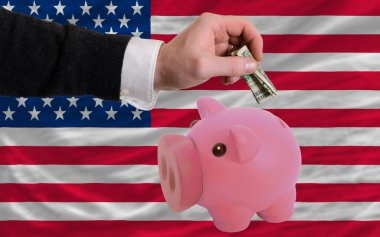 dolar zengin piggy banka ve Amerika'nın ulusal bayrak