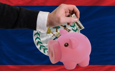 zengin piggy banka ve ulusal bayrak Belize Doları