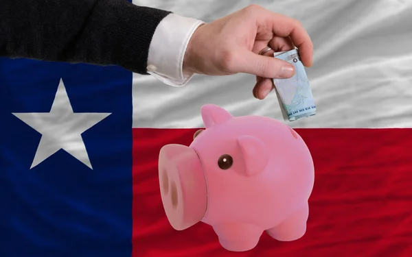 Financiering van euro naar piggy rijke bank vlag van Amerikaanse staat van texa — Stockfoto