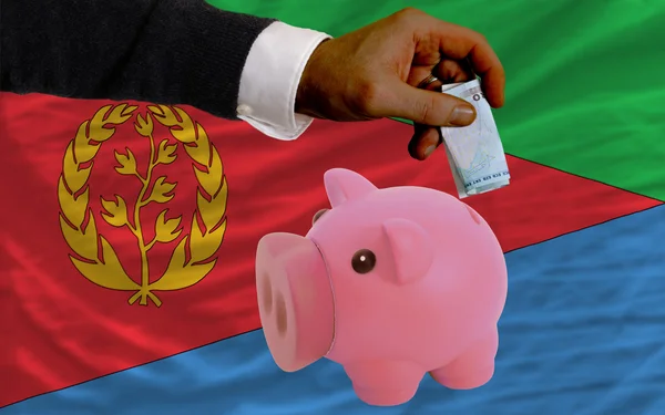 Finansiering euro i piggy rika bank nationella flagga i eritrea — Stockfoto