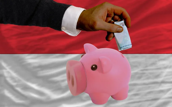 Finansowanie euro bogaty piggy bank flagi narodowej z Indonezji — Zdjęcie stockowe