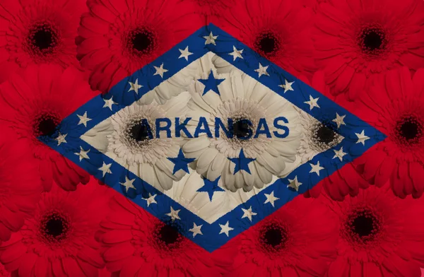 Bandeira estilizada do estado americano de arkansas com gerbera flo — Fotografia de Stock