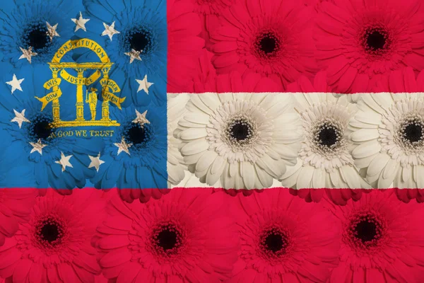 Bandeira estilizada do estado americano de georgia com fluxo de gerbera — Fotografia de Stock