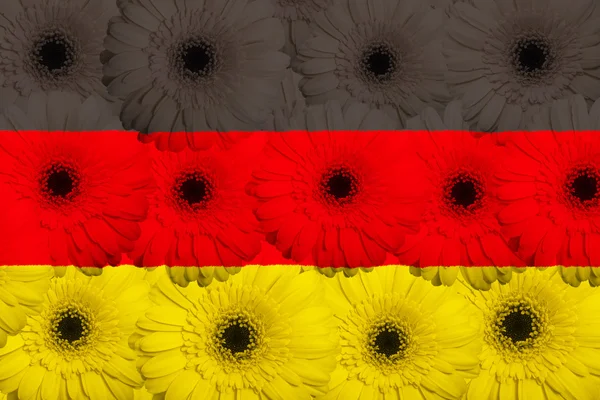 程式化的国旗，德国与非洲菊鲜花 — 图库照片