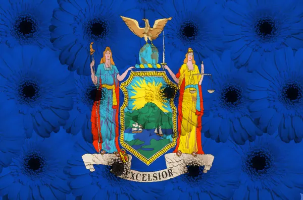 Stilize bayrak, Amerikan new york eyaleti gerbera flo ile — Stok fotoğraf
