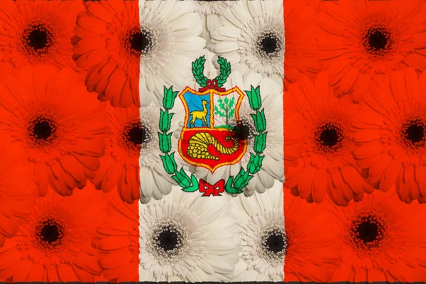 Bandeira nacional estilizada de peru com flores de gerbera — Fotografia de Stock