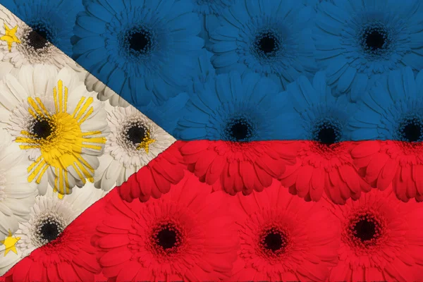 程式化的国旗菲律宾与非洲菊鲜花 — 图库照片
