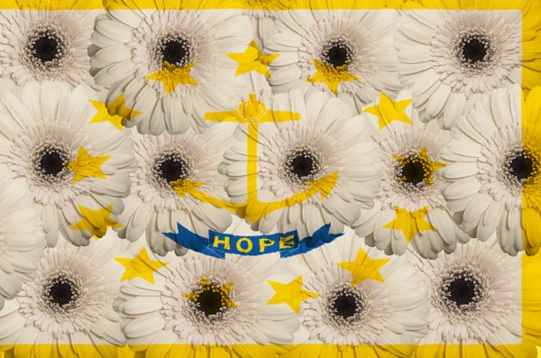 Stylized flag of american state of rhode island with gerbera — Stock Photo, Image