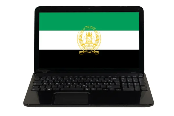 Ordenador portátil con bandera nacional de Afganistán —  Fotos de Stock