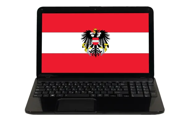 Ordinateur portable avec drapeau national de l'Autriche — Photo