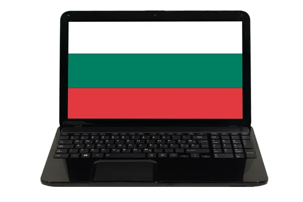 Ordinateur portable avec drapeau national de la Bulgarie — Photo