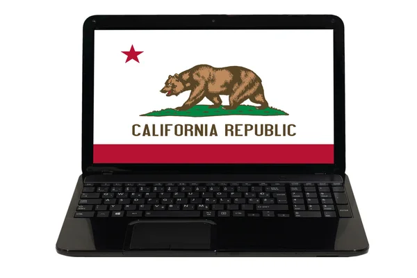 Computadora portátil con bandera del estado estadounidense de California — Foto de Stock