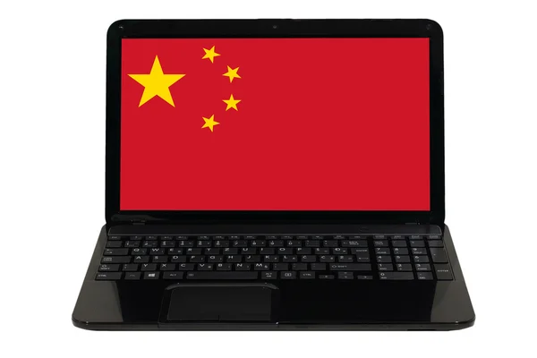 Computador portátil com bandeira nacional da China — Fotografia de Stock