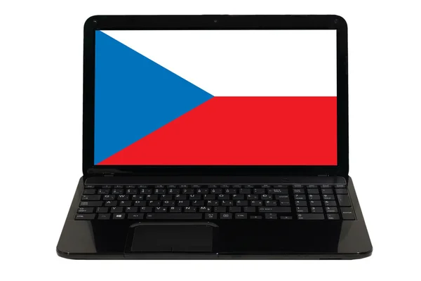便携式计算机与捷克国旗 — 图库照片