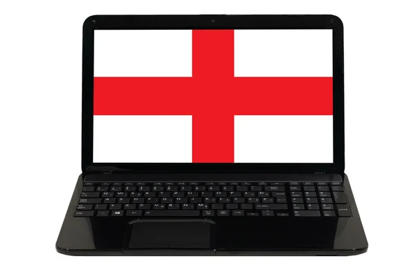 Laptop computer with national flag of ecuador — Stock Photo, Image