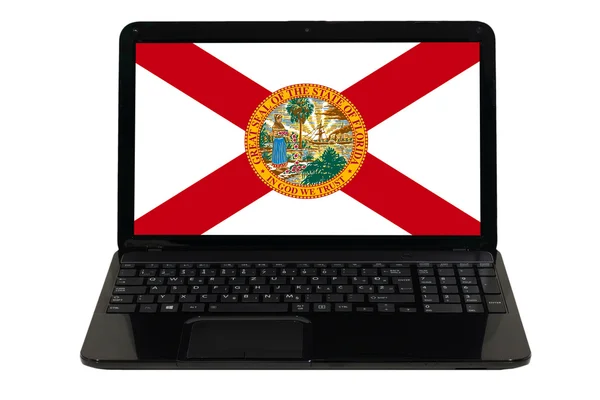 Bärbar dator med flagga amerikanska delstaten florida — Stockfoto