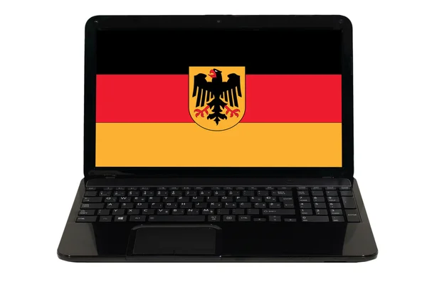 Laptopcomputer met nationale vlag van Duitsland — Stockfoto