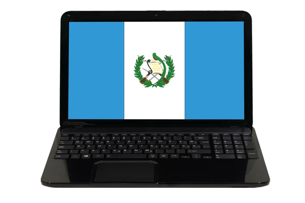 Laptopcomputer met nationale vlag van guatemala — Stockfoto