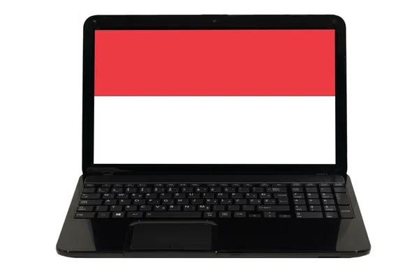 Laptopcomputer met nationale vlag van Indonesië — Stockfoto