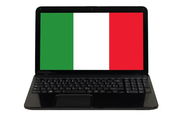 Laptop computer with national flag of italy — Stock Photo, Image