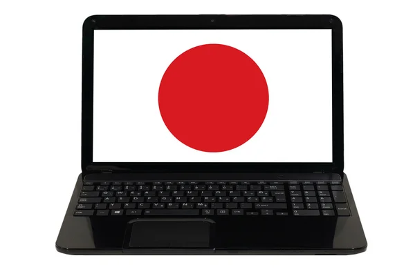 日本の国旗を持つラップトップ コンピューター — ストック写真
