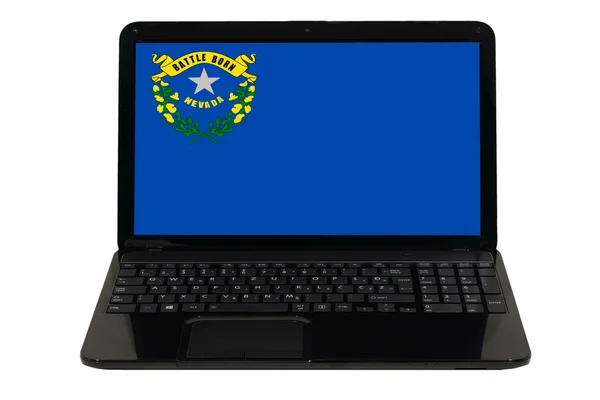 Laptop computer with flag of american state of nevada — Stock Photo, Image