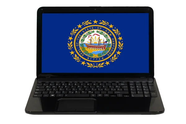 Laptop computer cu steagul statului american New Hampshire — Fotografie, imagine de stoc