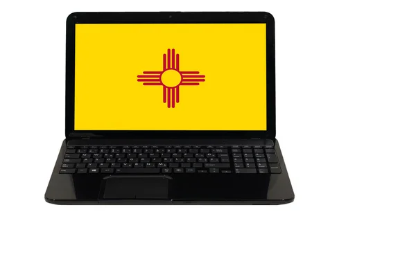 Bayrak, Amerikan new mexico Eyaleti ile dizüstü bilgisayar — Stok fotoğraf