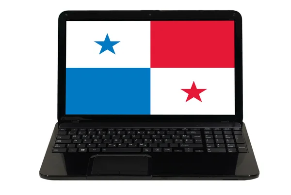 便携式计算机与巴拿马国旗 — 图库照片