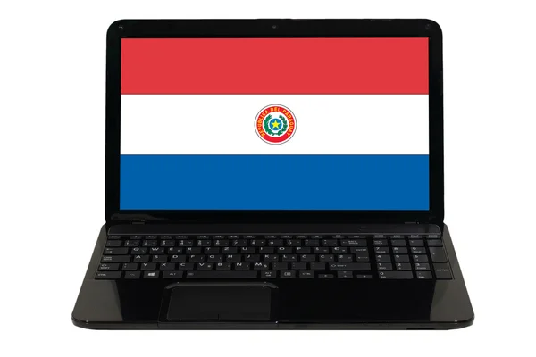 Laptop mit Nationalflagge von Paraguay — Stockfoto