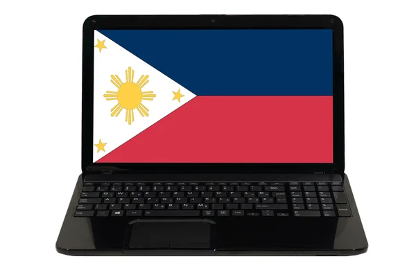 Laptopcomputer met nationale vlag van Filipijnen — Stockfoto
