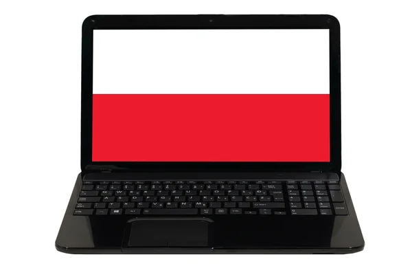 Ordenador portátil con bandera nacional de Polonia — Foto de Stock