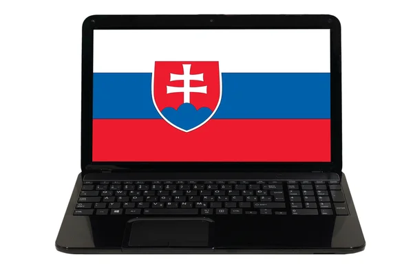 Laptop computer with national flag of slovakia — Stock Photo, Image